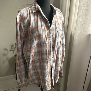 Universal Thread Casual Plaid Shirt - Blue and Orange